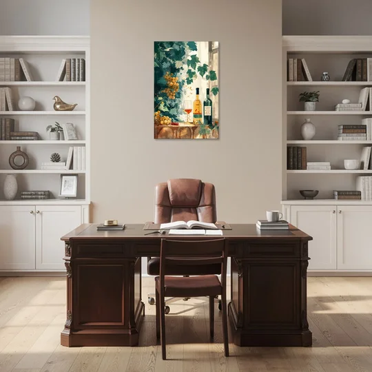 Wine Art with Grapes and Vine Leaves - Canvas Wall Art - Office - 24x36