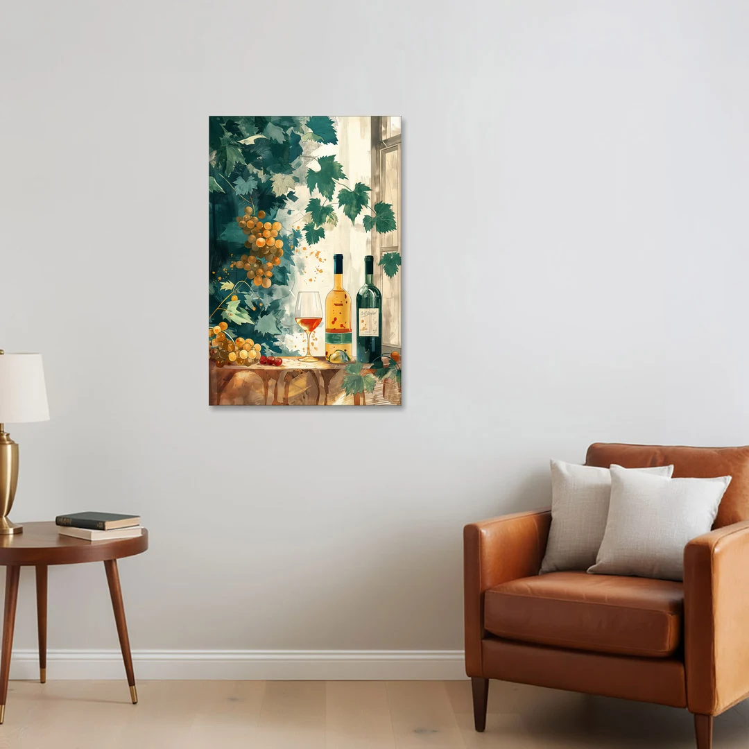 Wine Art with Grapes and Vine Leaves - Canvas Wall Art - Sofa - 24x36