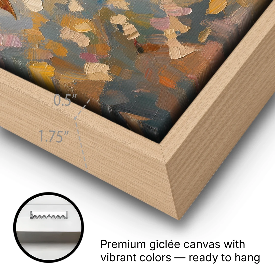 Wine Canvas Art of Ripe Grapes on the Vine - Oak Framed Canvas Wall Art - Gallery Wrap Corner