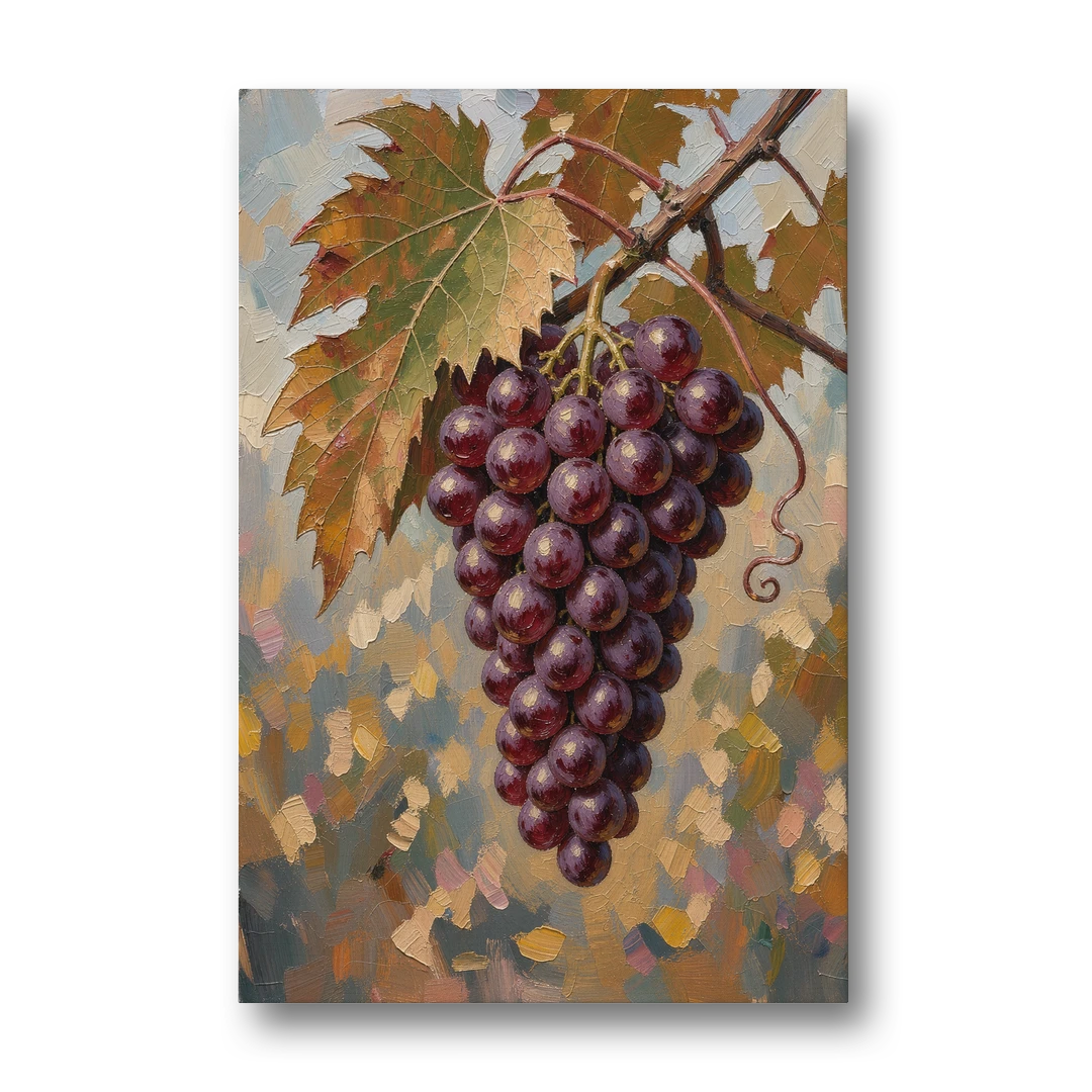 Wine Canvas Art of Ripe Grapes on the Vine - Canvas Wall Art - Front