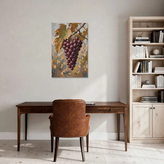 Wine Canvas Art of Ripe Grapes on the Vine - Canvas Wall Art - Office - 24x36