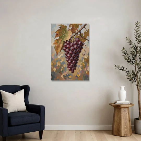 Wine Canvas Art of Ripe Grapes on the Vine - Canvas Wall Art - Sofa - 24x36