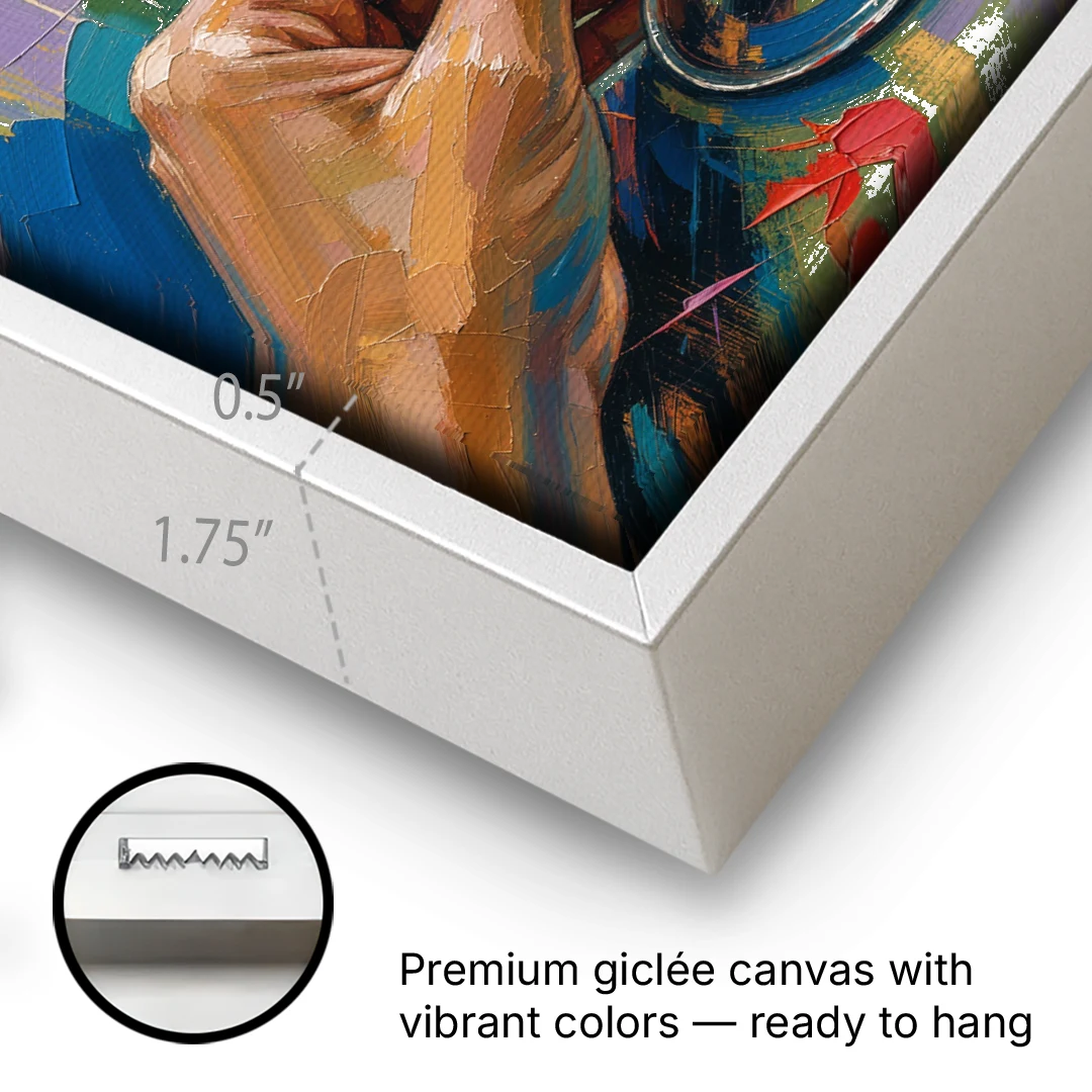 Wine Painting of a Swirling Red Glass - White Framed Canvas Wall Art - Gallery Wrap Corner