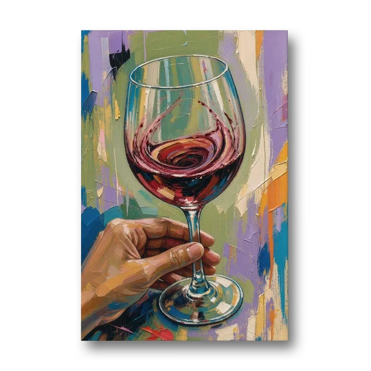 Wine Painting of a Swirling Red Glass - Canvas Wall Art - Front