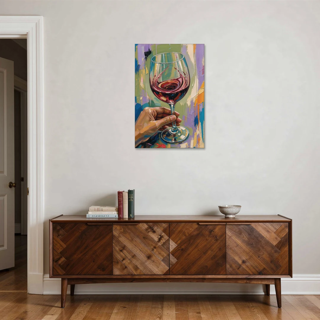 Wine Painting of a Swirling Red Glass - Canvas Wall Art - Coffee Table - 24x36