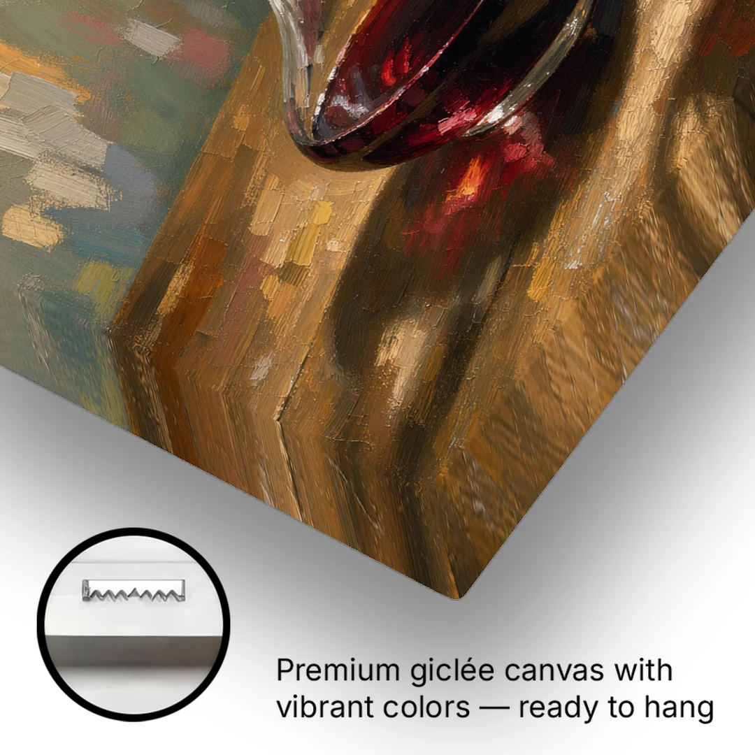 Wine Wall Decor with a Glowing Decanter - Canvas Wall Art - Gallery Wrap Corner