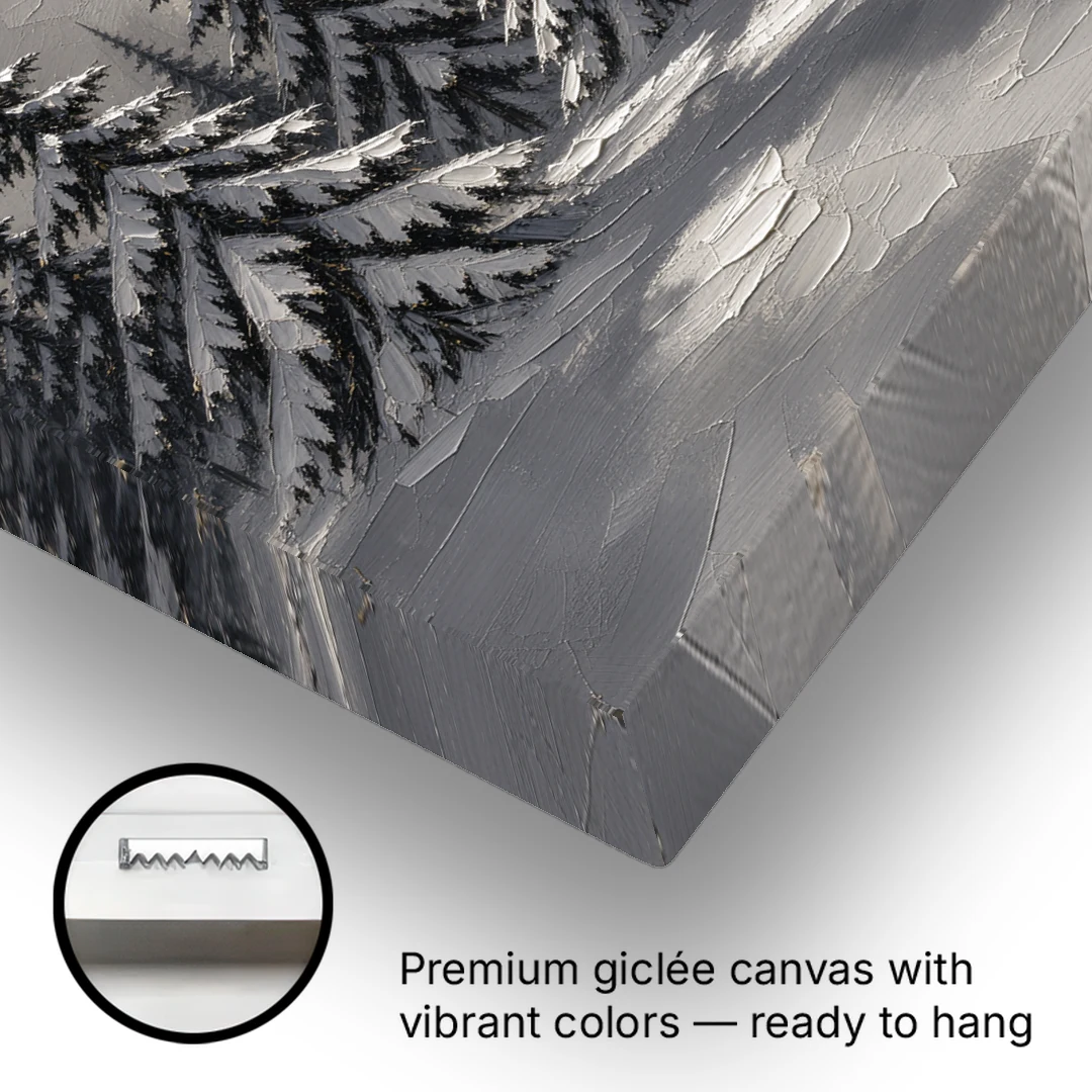 Winter Forest Painting Under a Full Moon - Canvas Wall Art - Gallery Wrap Corner