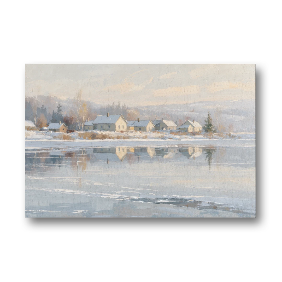 Winter Wonderland Wall Art by the Frozen Lake - Canvas Wall Art - Front