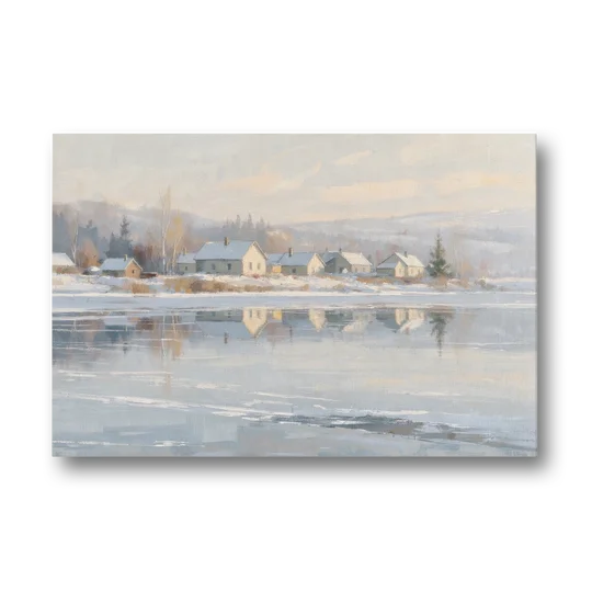 Winter Wonderland Wall Art by the Frozen Lake - Canvas Wall Art - Front