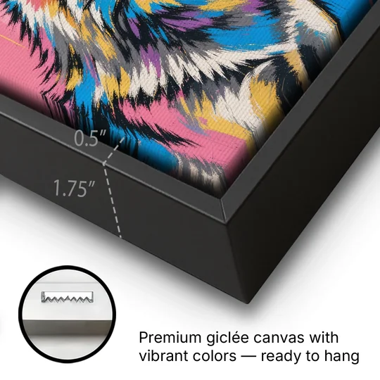 Wolf Art Prints Nose to Nose Greeting - Black Framed Canvas Wall Art - Gallery Wrap Corner