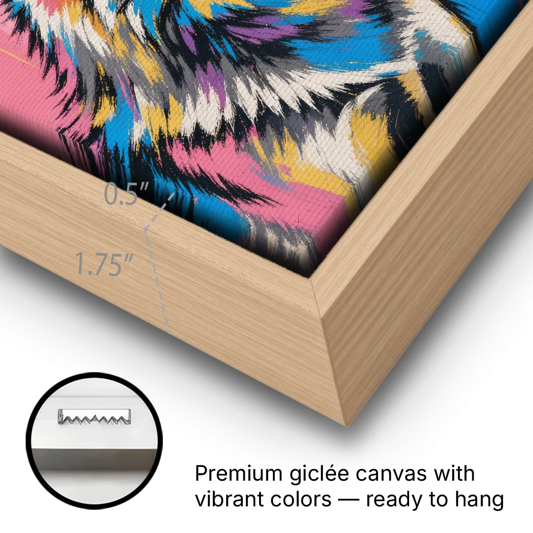 Wolf Art Prints Nose to Nose Greeting - Oak Framed Canvas Wall Art - Gallery Wrap Corner