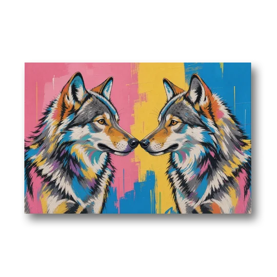 Wolf Art Prints Nose to Nose Greeting - Canvas Wall Art - Front