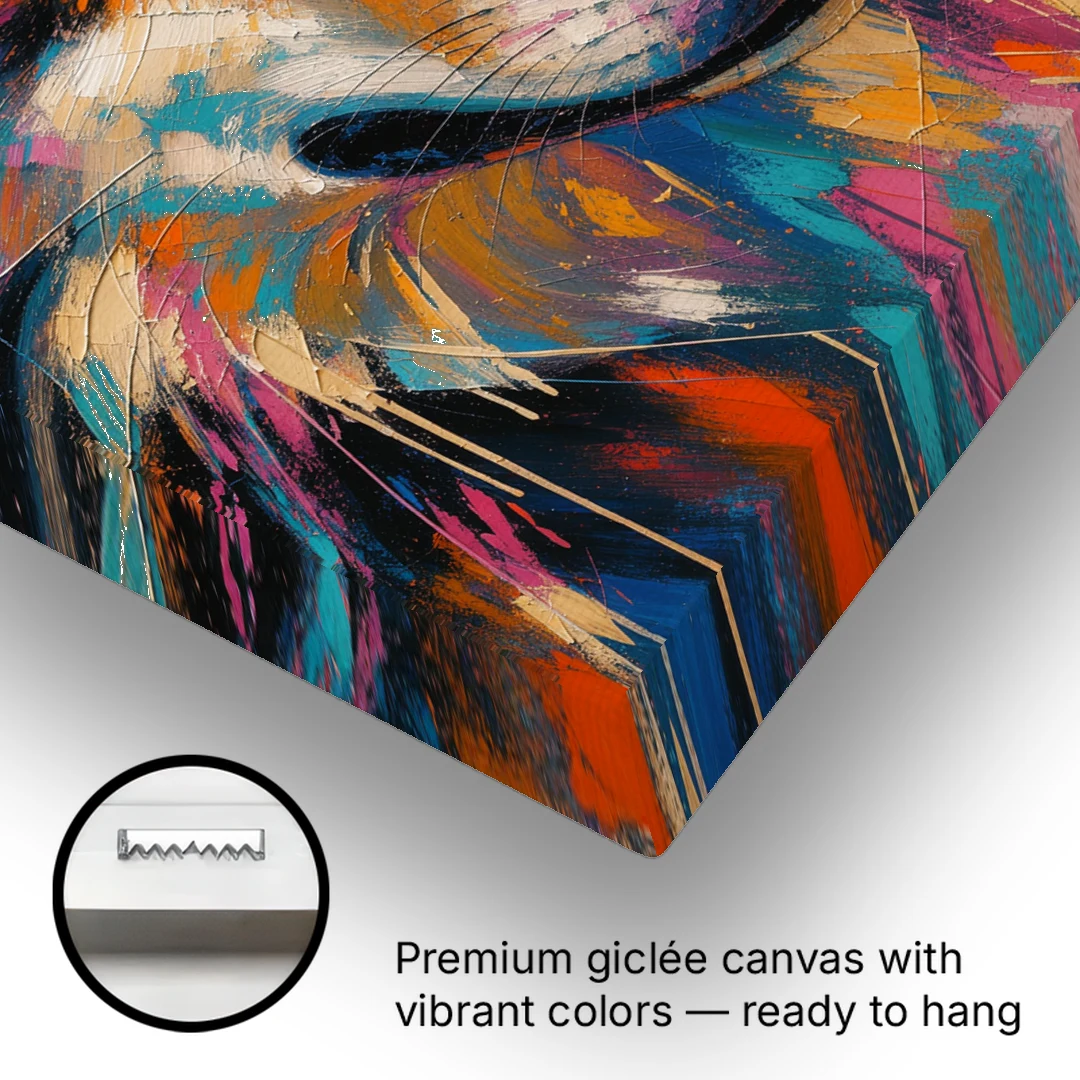 Wolf Eyes Painting in Amber and Teal - Canvas Wall Art - Gallery Wrap Corner