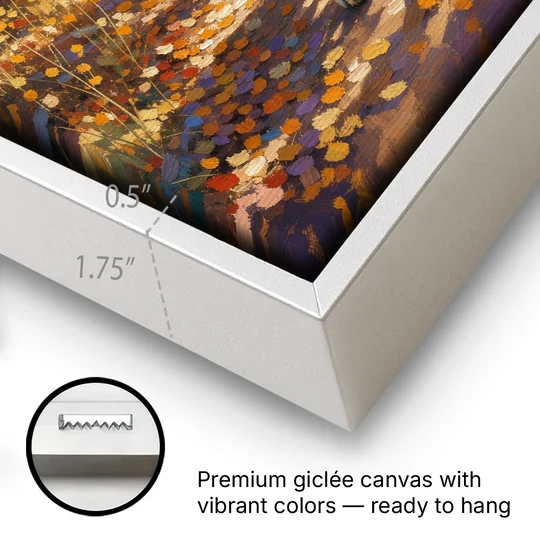 Wolf in Forest Painting on the Aspen Trail - White Framed Canvas Wall Art - Gallery Wrap Corner