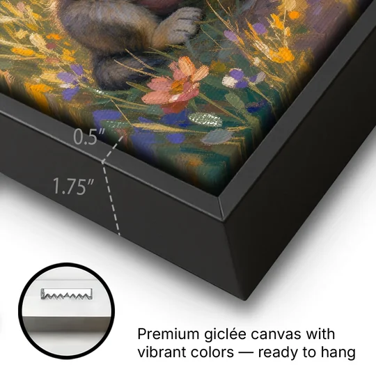 Wolf Pup Painting with a Curious Tilt - Black Framed Canvas Wall Art - Gallery Wrap Corner