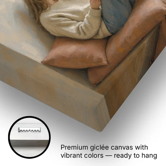 Woman Reading Painting on a Bay Window Seat - Canvas Wall Art - Gallery Wrap Corner
