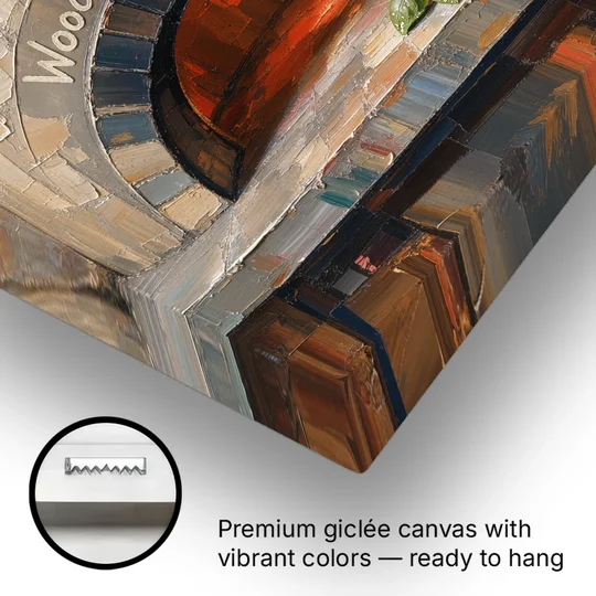 Wood Fired Pizza Oven with Glowing Brick Arch - Canvas Wall Art - Gallery Wrap Corner