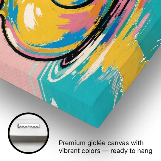 Yellow Rubber Duck Floating with Pop Bubbles - Canvas Wall Art - Gallery Wrap Corner