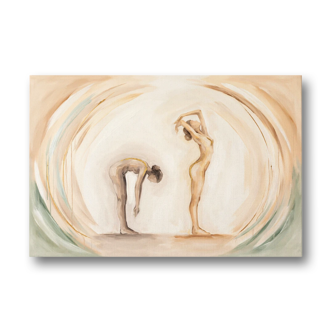 Yoga Painting of Forward Fold and Backbend - Canvas Wall Art - Front