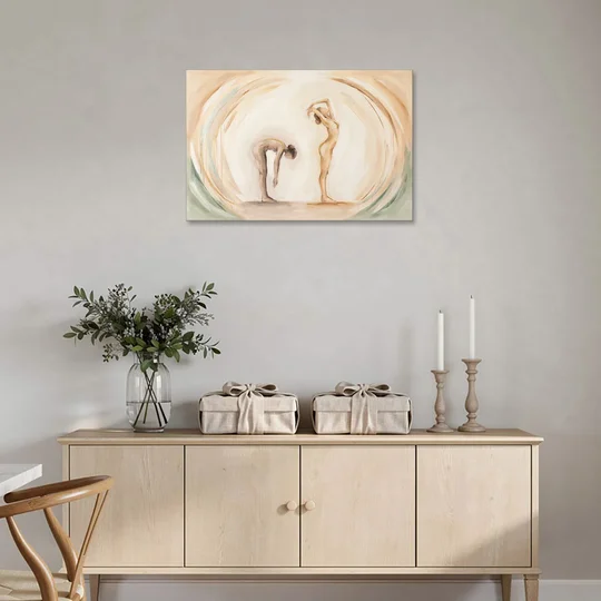 Yoga Painting of Forward Fold and Backbend - Canvas Wall Art - Coffee Table - 36x24
