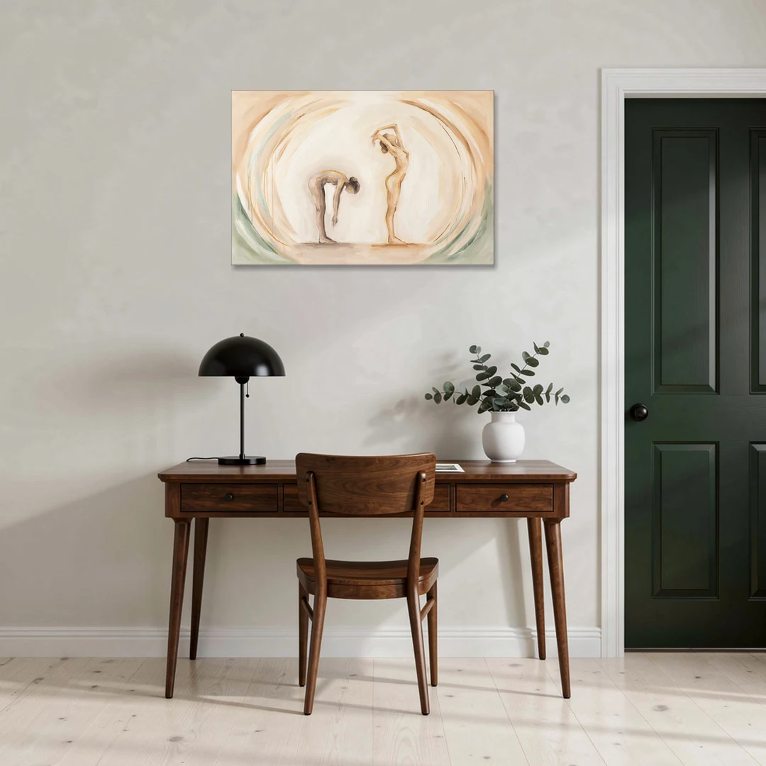 Yoga Painting of Forward Fold and Backbend - Canvas Wall Art - Office - 36x24