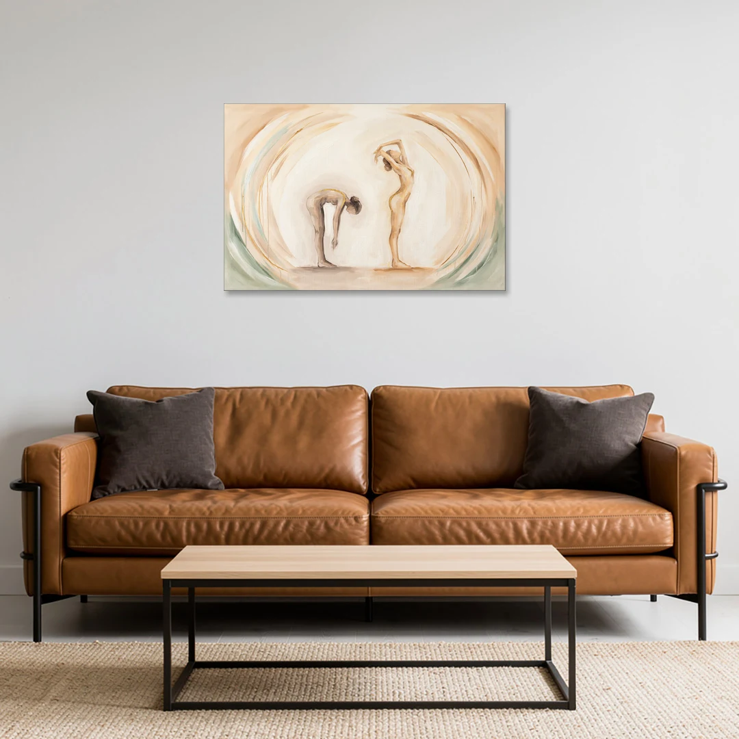 Yoga Painting of Forward Fold and Backbend - Canvas Wall Art - Sofa - 36x24