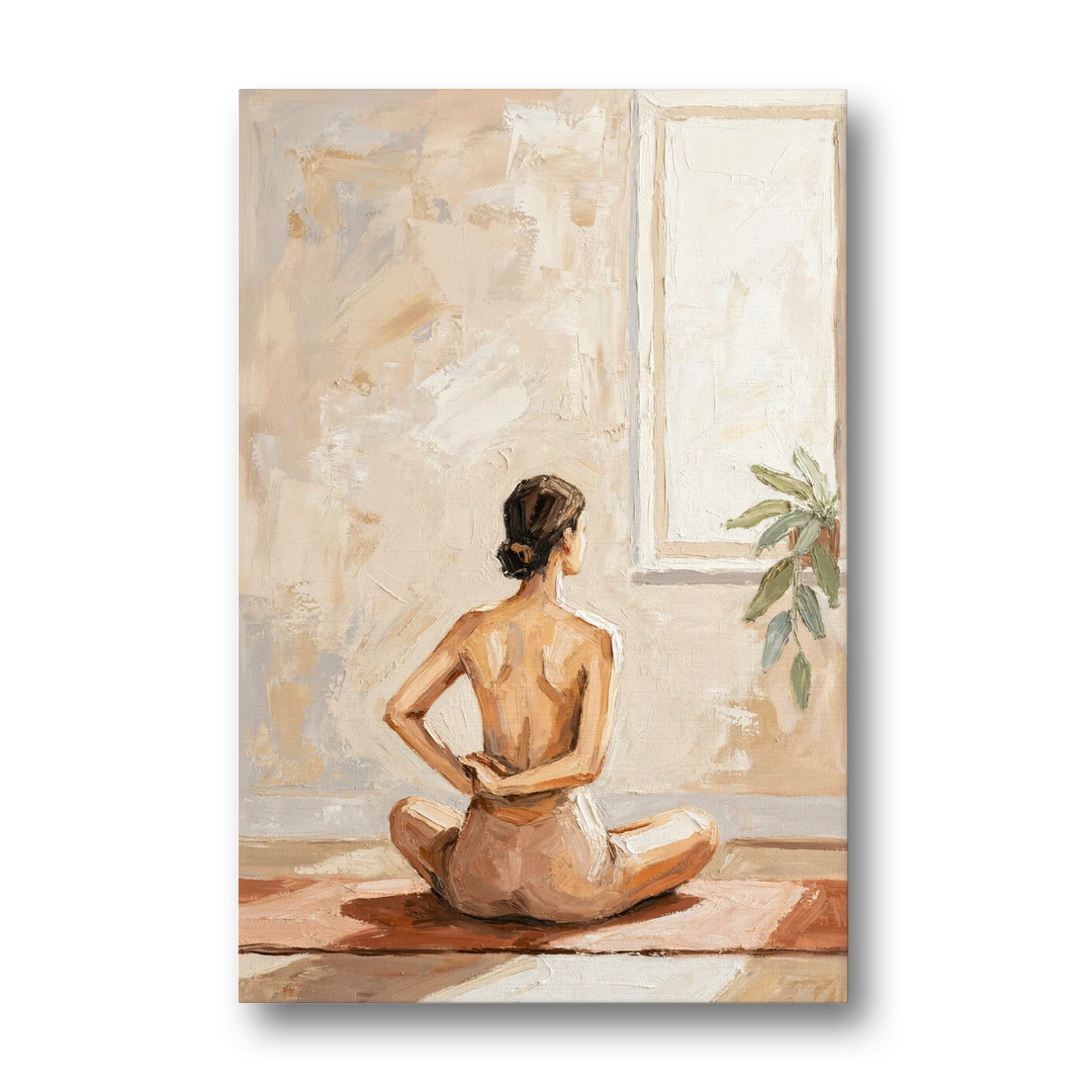 Yoga Wall Art Seated Pose by the Tall Window - Canvas Wall Art - Front