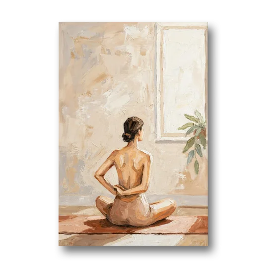 Yoga Wall Art Seated Pose by the Tall Window - Canvas Wall Art - Front