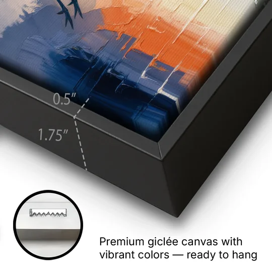 Zen Crane Calm - Black Framed Canvas Wall Art - Gallery Wrap Corner
