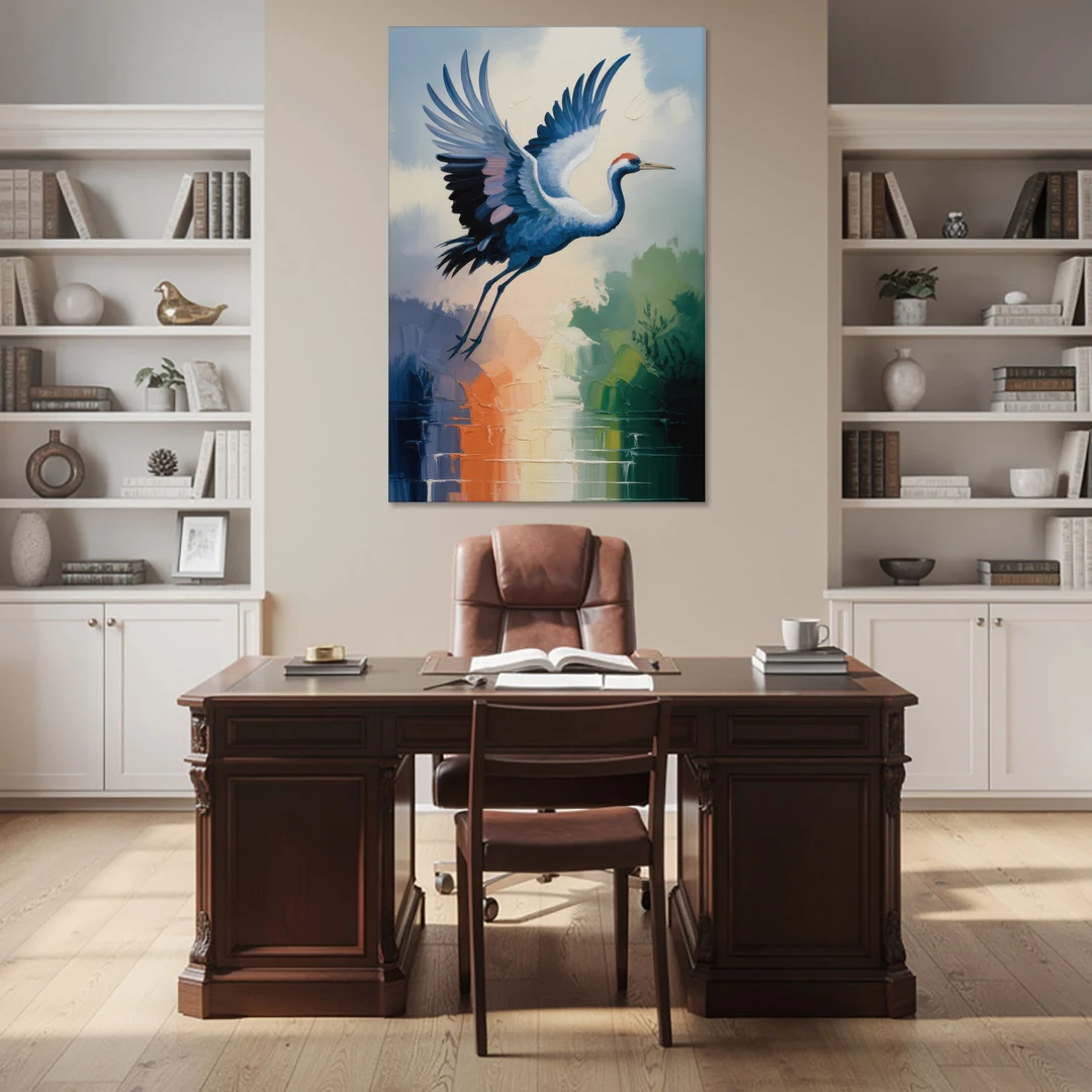 Zen Crane Calm - Canvas Wall Art - Office - 40x60