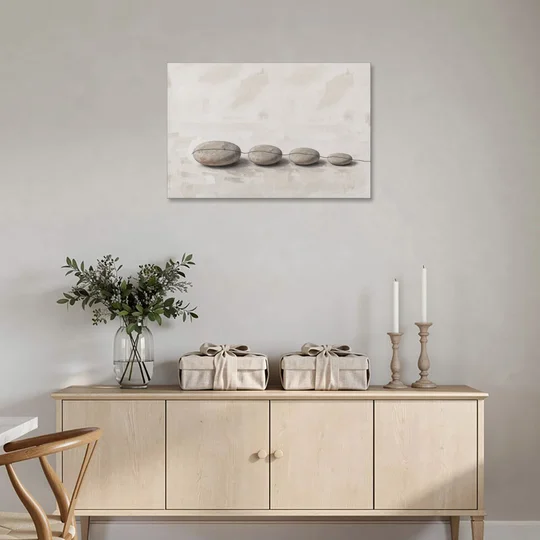 Zen Stones Painting on a Fine Thread - Canvas Wall Art - Coffee Table - 36x24