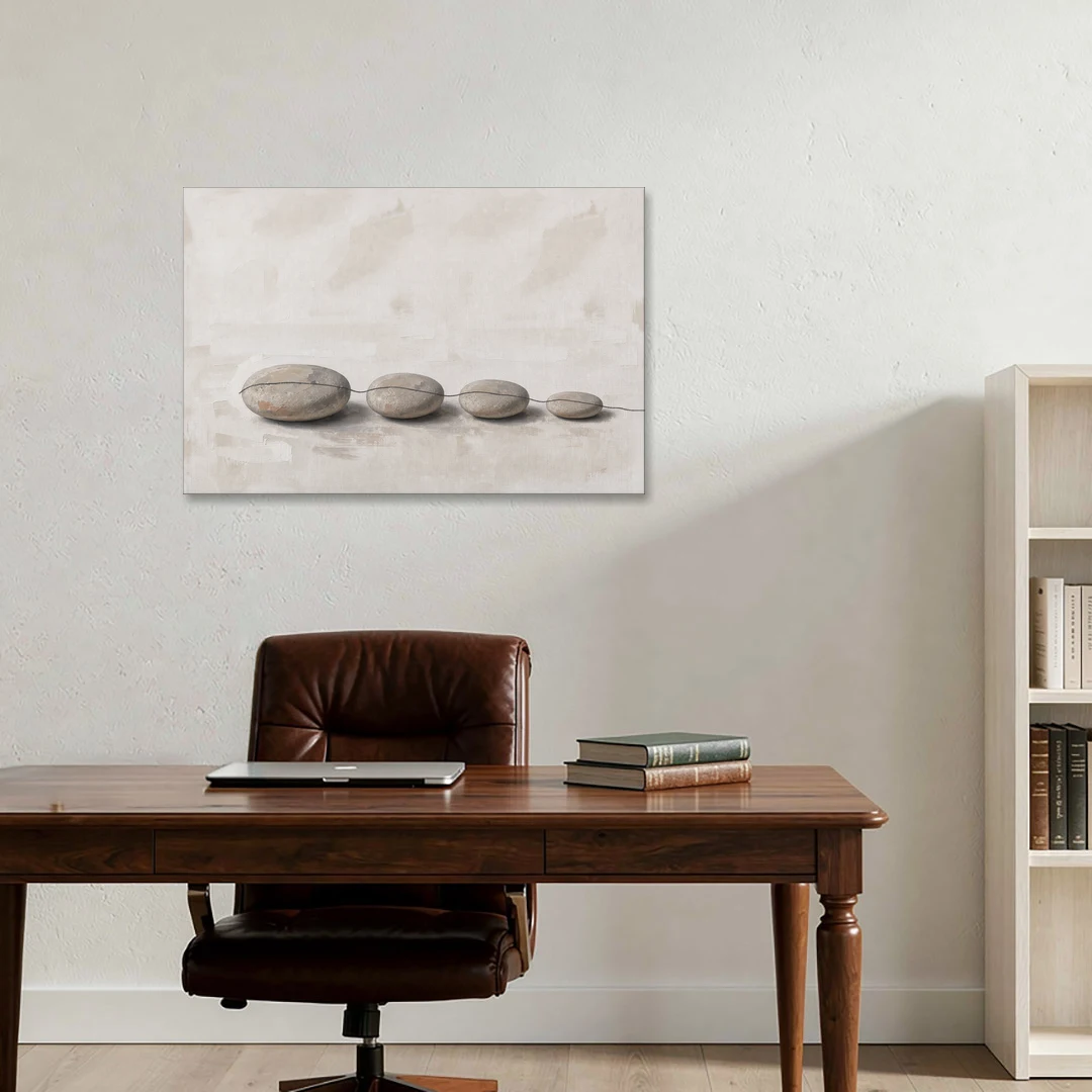 Zen Stones Painting on a Fine Thread - Canvas Wall Art - Office - 36x24