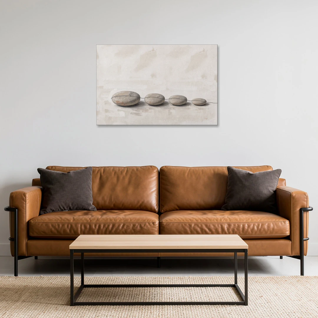 Zen Stones Painting on a Fine Thread - Canvas Wall Art - Sofa - 36x24