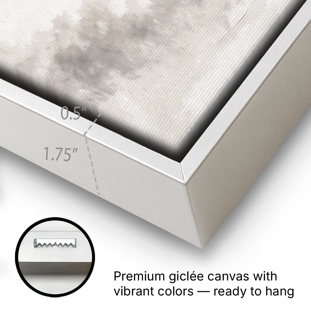 Zen Wall Art Open Ink Circle with Cedar Smudge - White Framed Canvas Wall Art - Gallery Wrap Corner