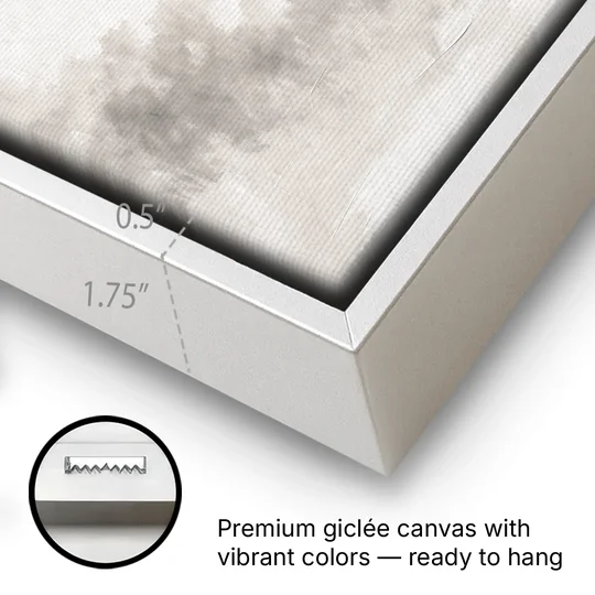 Zen Wall Art Open Ink Circle with Cedar Smudge - White Framed Canvas Wall Art - Gallery Wrap Corner