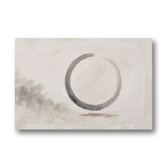 Zen Wall Art Open Ink Circle with Cedar Smudge - Canvas Wall Art - Front