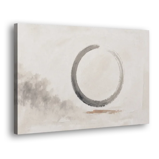 Zen Wall Art Open Ink Circle with Cedar Smudge - Canvas Wall Art - Side